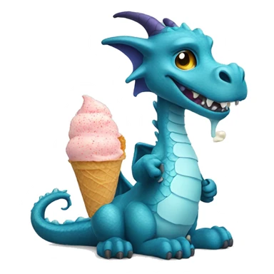 Dragon eating ice cream sticker