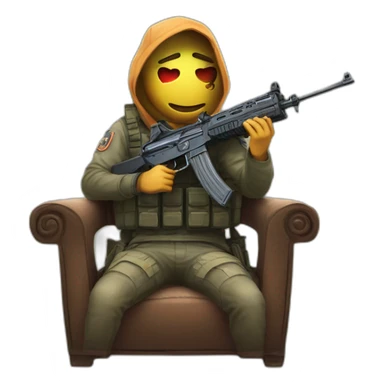 CT from csgo with ak-47 sitting on chair sticker