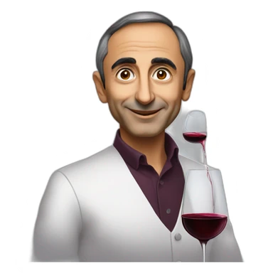 Eric zemmour with a class of wine sticker