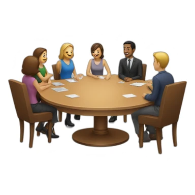 people sitting around a rounded table sticker