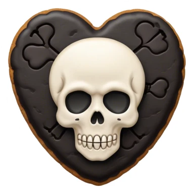 Black cookie heart with skull sticker
