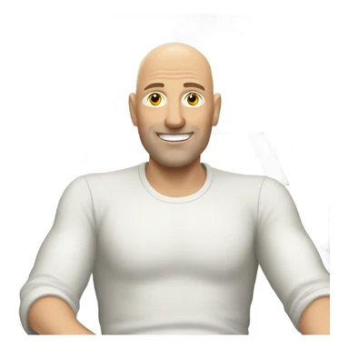 Bald white man on a boat sticker