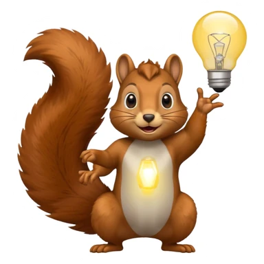 a squirrel with a lightbulb above its head, looking excited sticker