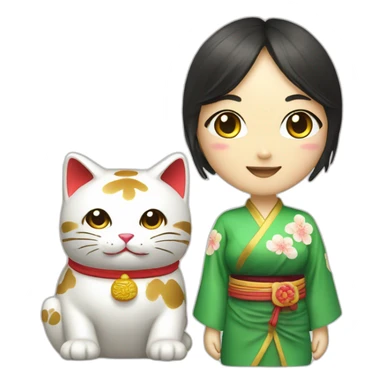maneki neko and a woman sticker
