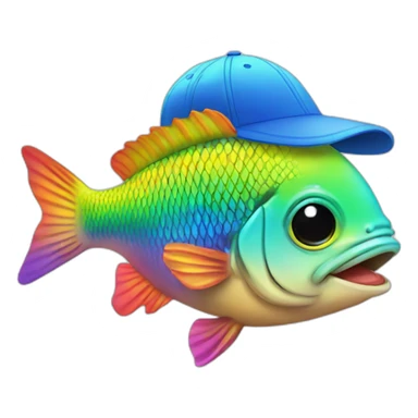 Fish with a rainbow colored baseball cap sticker