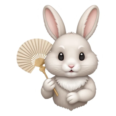 A rabbit hold a folding fan playfully sticker