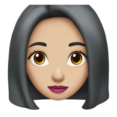 Pretty girl with long black hair and brown eyes with pink lipstick and fair skin sticker