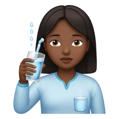 The central figure is an emoji of a person with dark hair, eyes closed, hold a glass but dont show the glass sticker