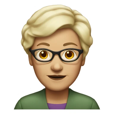 older woman with short blonde hair and glasses sticker