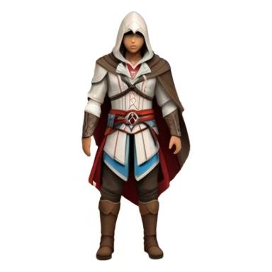 icon featuring Assasin's Creed in an iconic assassin's hood, standing tall against the backdrop of Florence. The design captures the essence of adventure, with intricate details of historical architecture and a sense of mystery. The character is poised, ready for action. transparent background. sticker