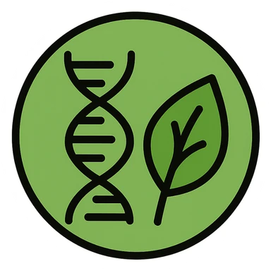 NON-GMO icon, clear and recognizable, suitable for labeling, green color palette, modern and clean design, no text, includes a leaf or plant element sticker