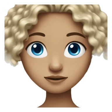 Blue eyes girl with long dark curly hair sticker