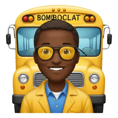 a school bus with a jamaican man saying bomboclat (speech buble) sticker