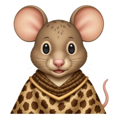 a jerry mouse wearing ancient animal skin cloth, half body, icon sticker