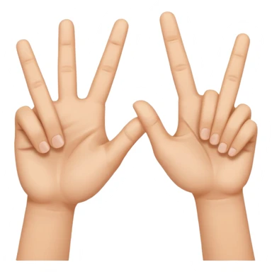 W V as hand signs. 5 fingers on each hand sticker