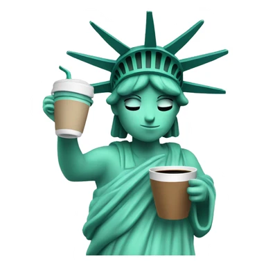 statue of liberty drinking coffee sticker