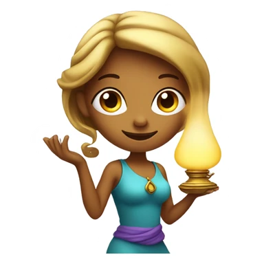 Girl genie in a lamp sticker