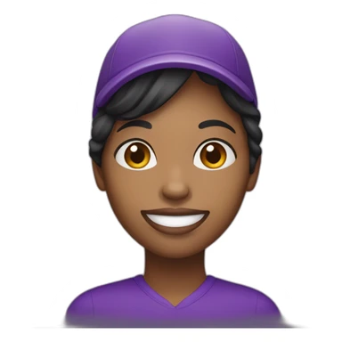 black woman face with smile and purple hat sticker