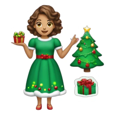 joven varon vestido de navidad con una computadora en la mano sticker