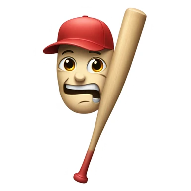 Baseball bat with a face sticker