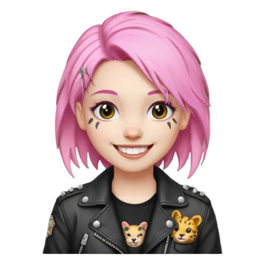 pink haired metalhead animal sticker