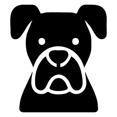 boxer dog, solid filled icon style, bold and minimal, no color sticker