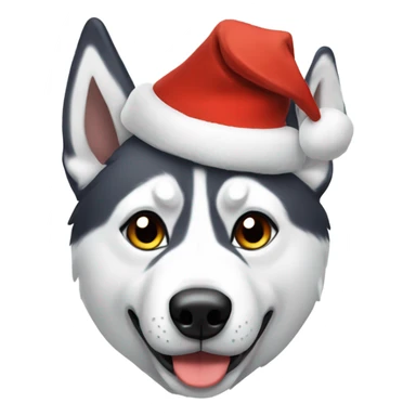 Husky wearing Christmas hat sticker