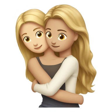 two girls hugging blond and brown hair sticker
