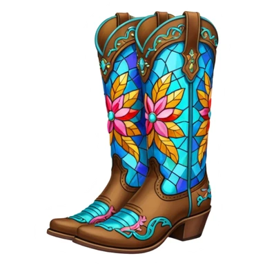 Stained glass cowgirl boots sticker