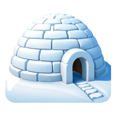A traditional snow igloo on a vast snowy plain under a clear blue sky. Soft sunlight casts gentle shadows across the snow. The igloo has a small entrance tunnel and compacted snow blocks forming its dome. Realistic Arctic environment, crisp atmosphere, calm winter feeling. sticker