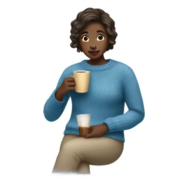 Blue sweater girl drinking cocoa sticker