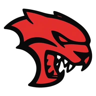 Hellcat SRT logo, minimalist, black and red color scheme, powerful look sticker