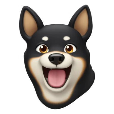 black siba inu face | grinning squinting face | laugh | mouth | satisfied | smile sticker