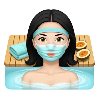 Lady with face mask black spa beauty full face relaxing sticker