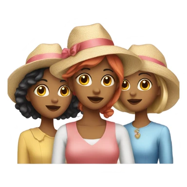 3 girls in hats and dresses sticker