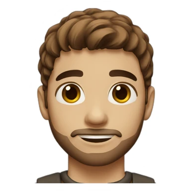 long cut brown hair boy, white, with brown eyes, and a little bit of beard sticker