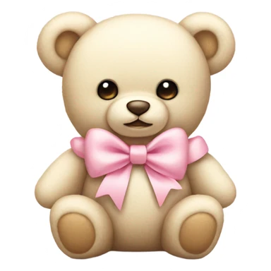 cream colored teddy bear with pastel pink bow sticker