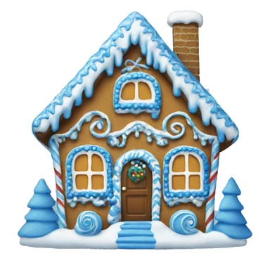 blue decorated gingerbread house sticker
