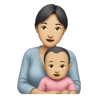 Asian baby and mom sticker
