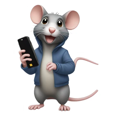 rat using cellphone sticker