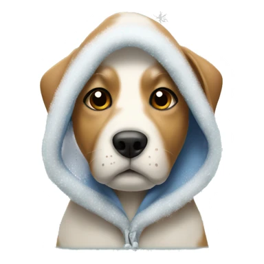 Dog wearing a Christmas hoodie with snowflakes sticker