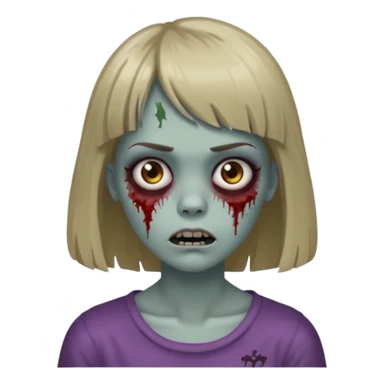 Zombie girl, with bangs above her eyebrows, her dark blonde hair, thin eyebrows. sticker