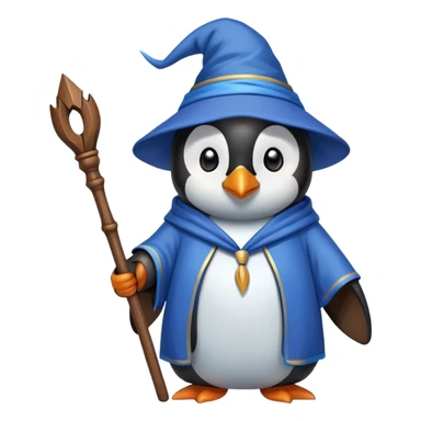 penguin wizard holding a staff sticker