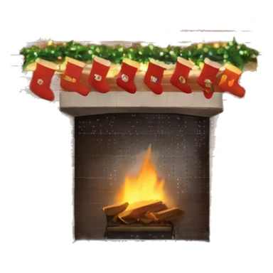 Brick Fireplace with and Christmas lights and stockings sticker