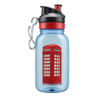 Phone booth shaped water bottle  sticker