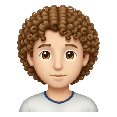 Heart emoji with Caucasian boy with curly hair and brown eyes  sticker