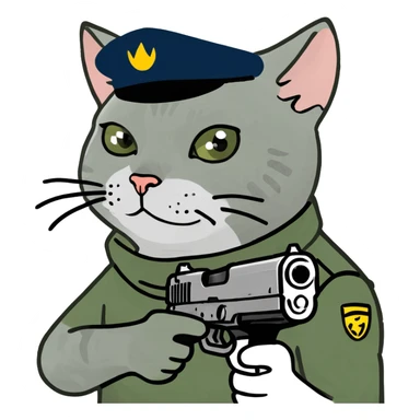 Cat with a gun sticker