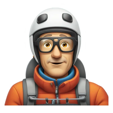 Middle aged men in ski gear on a six person chairlift  sticker