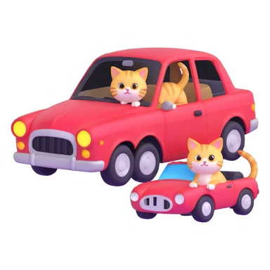 a cute cat with big eyes next to a broken-down car sticker