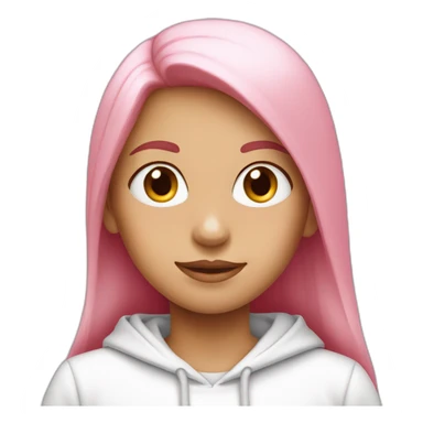Long straight pink hair girl in white hoodie sticker
